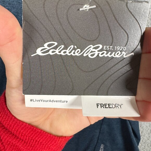 Eddie Bauer Shirt Mens Size 2XL Indigo Blue Lightweight Performance Gym Crewneck - Picture 10 of 14